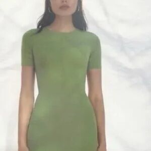 Reformation green Kennedy ribbed knit short sleeve dress XS